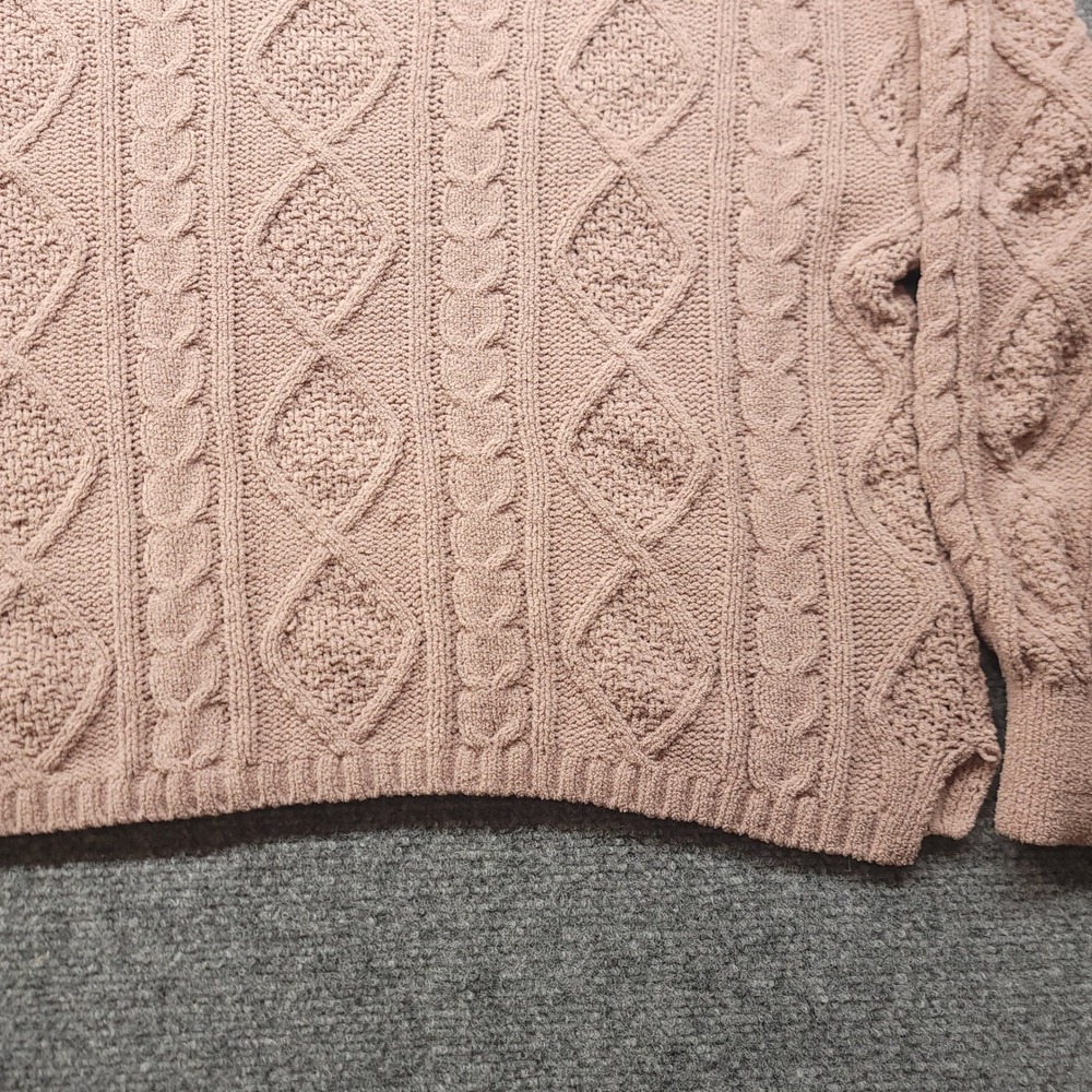 Adyson Parker Mauve Pink Cable Knit Hoodie Sweater XL Cropped Boho Relaxed - Picture 11 of 16